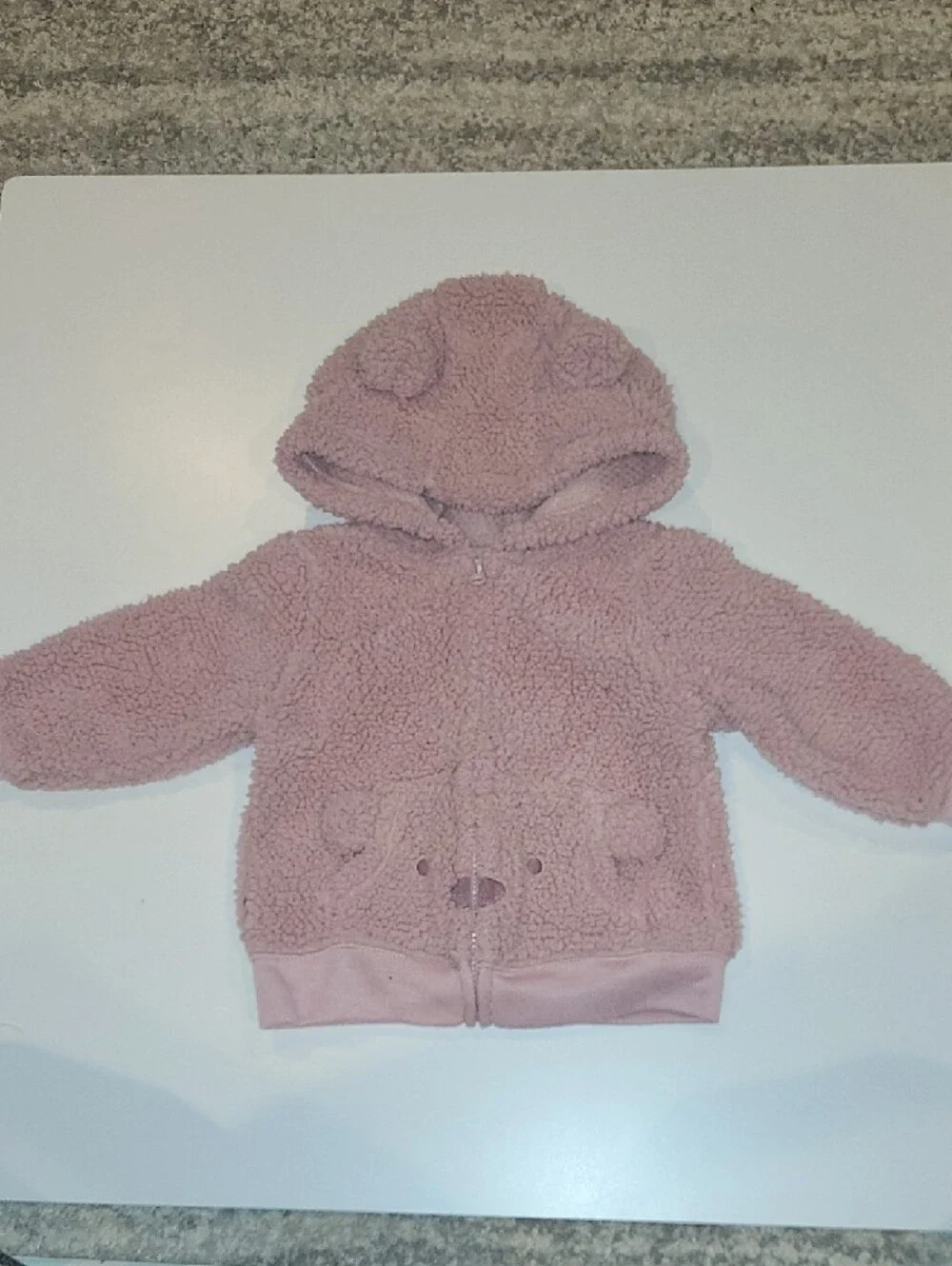 Carter's Pink Bear Sherpa Jacket and White Bear Print Outfit Set. Size 6 Months